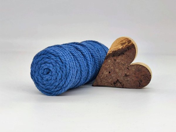 Baumwollkordel 3-fach gedreht Blau 5mm
