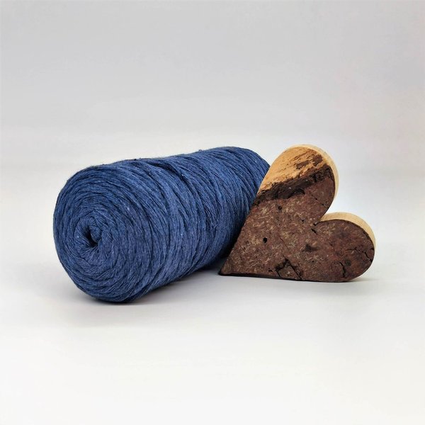 Makramee Garn 5mm 80 m Jeansblau Baumwolle |Single Twist