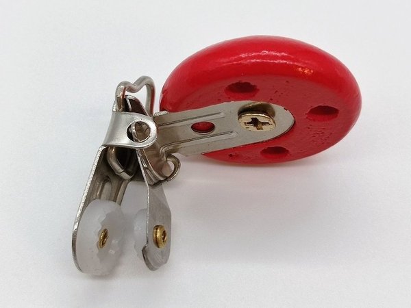 Schnuller Ketten Clip mit Eisenschließe - Rot