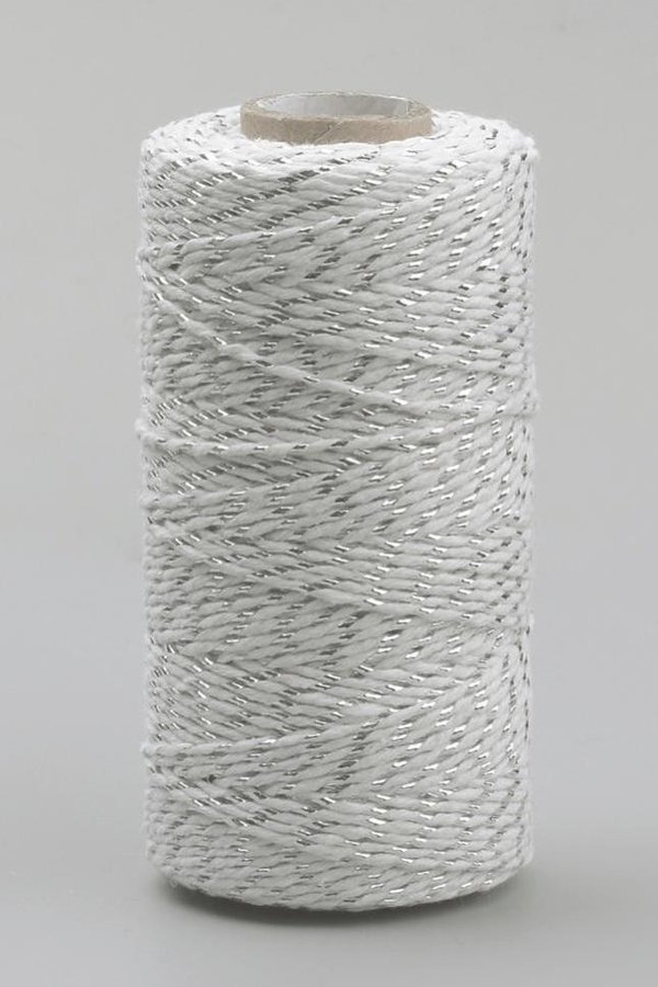 Makramee Garn 2-farbig Weiß-Silber 1.5~2 mm