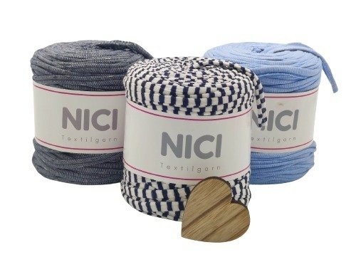 Textilgarn Nici`s® 3er Spar Set Blau, Grau, Weiß 2,3kg