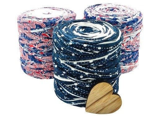 Nici’s® Textilgarn 3er SparSet Blau, Rot gemustert 1,9kg